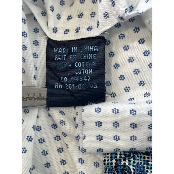 Blu By Polifroni Shirt Size XXL Floral Dot Button Front Long Sleeve White Blue - Picture 4 of 7